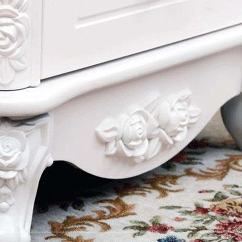 European Carved Solid Wood 2-Drawer Square Nightstand