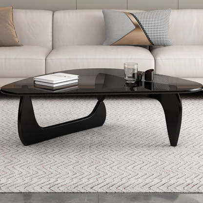 Modern Triangle Solid Wood Glass Coffee Table