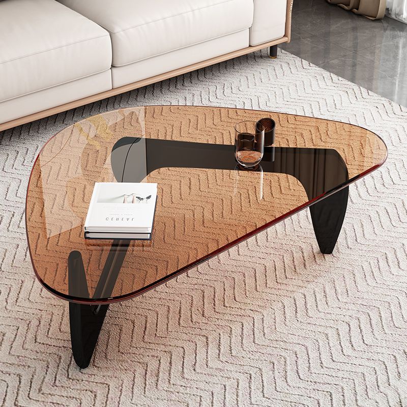Modern Triangle Solid Wood Glass Coffee Table — Transparent