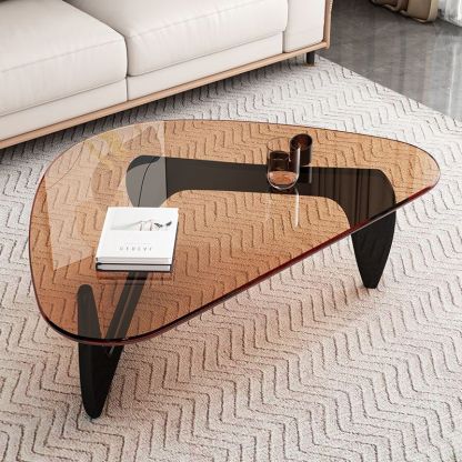 Modern Triangle Solid Wood Glass Coffee Table — Transparent