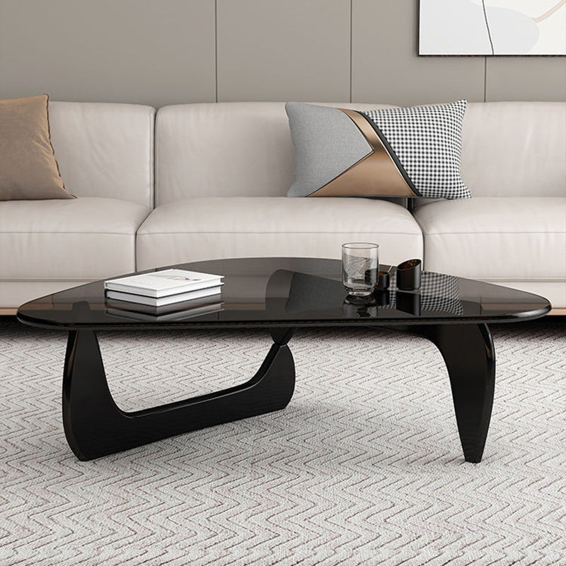 Modern Triangle Solid Wood Glass Coffee Table