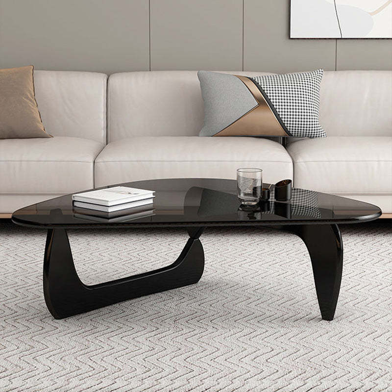 Modern Triangle Solid Wood Glass Coffee Table