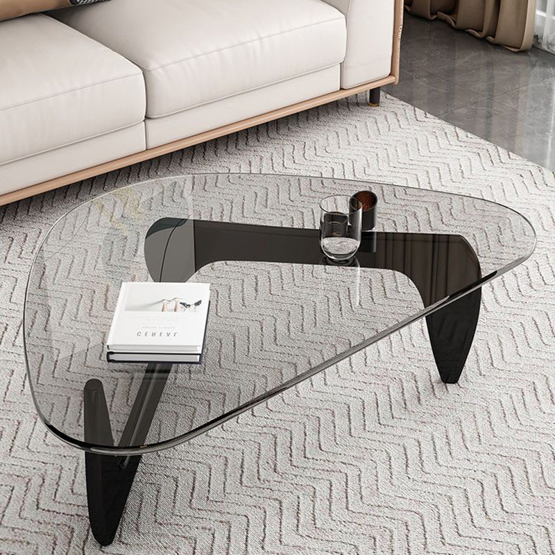 Modern Triangle Solid Wood Glass Coffee Table — Transparent