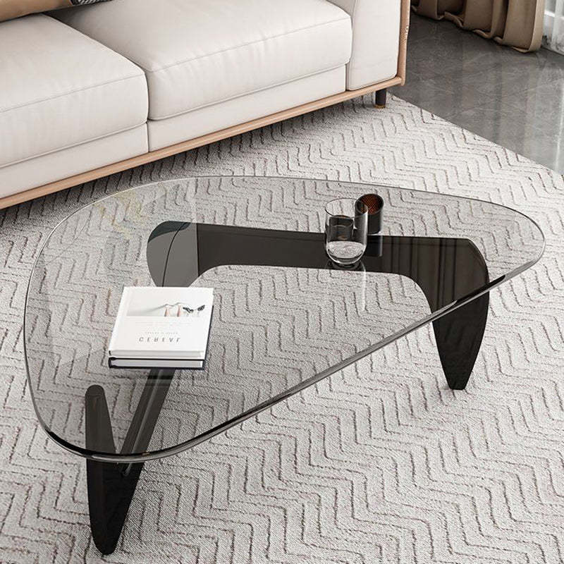 Modern Triangle Solid Wood Glass Coffee Table — Transparent