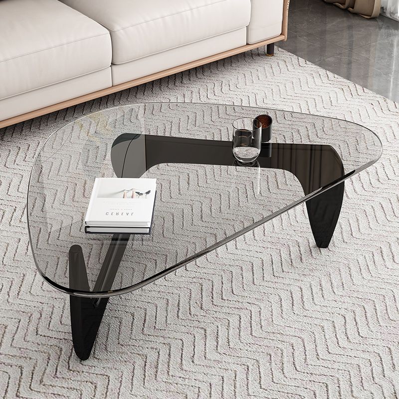 Modern Triangle Solid Wood Glass Coffee Table
