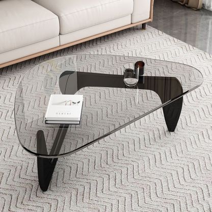 Modern Triangle Solid Wood Glass Coffee Table
