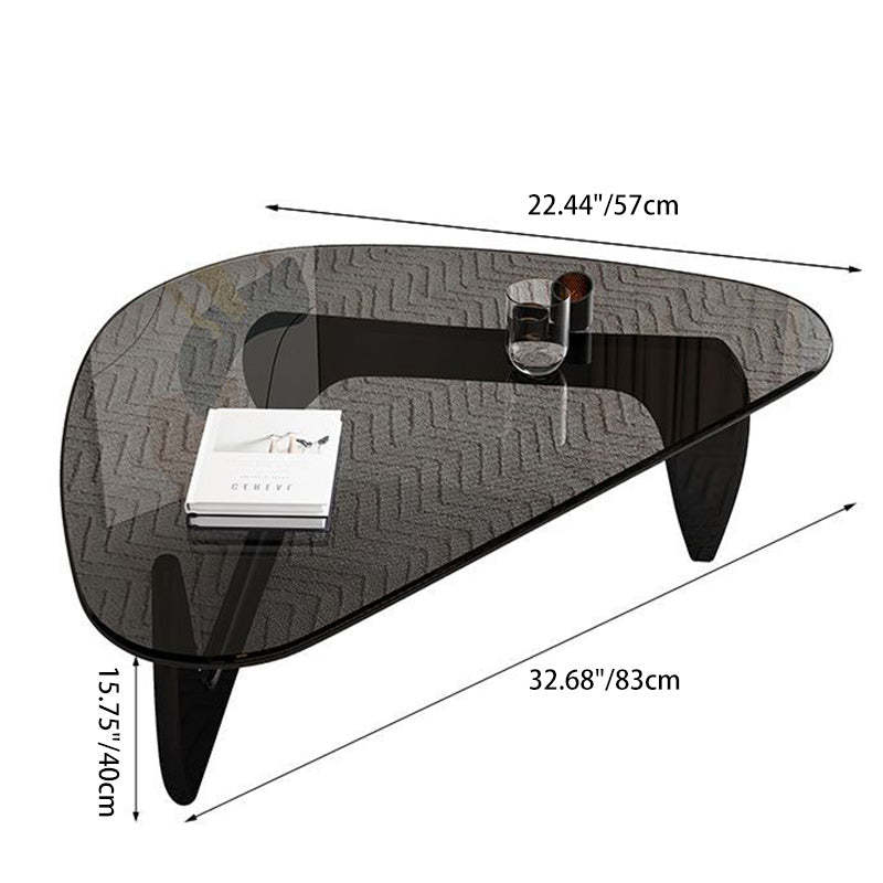 Modern Triangle Solid Wood Glass Coffee Table — Brown