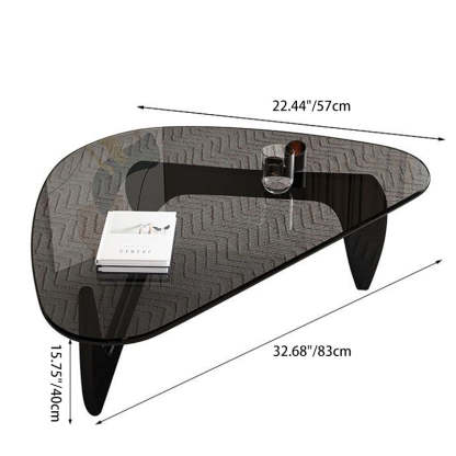 Modern Triangle Solid Wood Glass Coffee Table — Brown