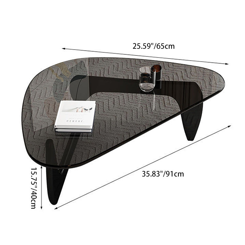 Modern Triangle Solid Wood Glass Coffee Table — Gray