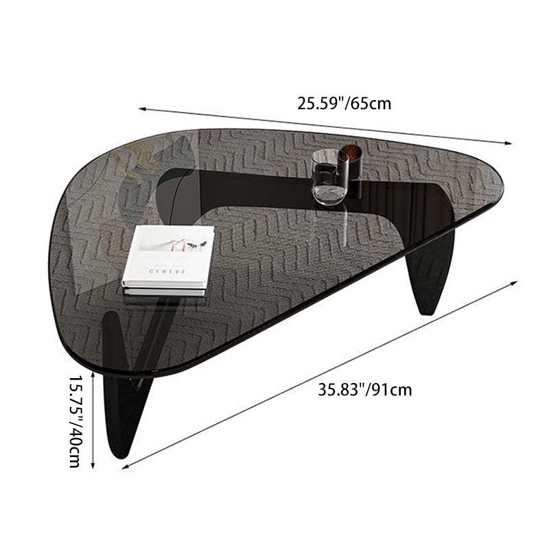 Modern Triangle Solid Wood Glass Coffee Table — Gray