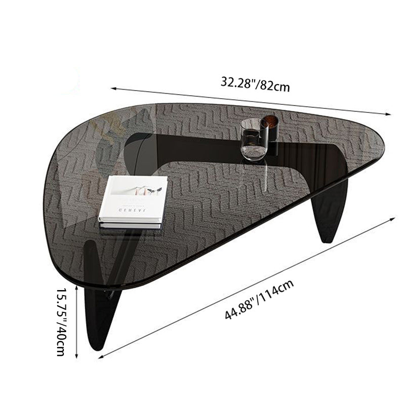 Modern Triangle Solid Wood Glass Coffee Table — Transparent