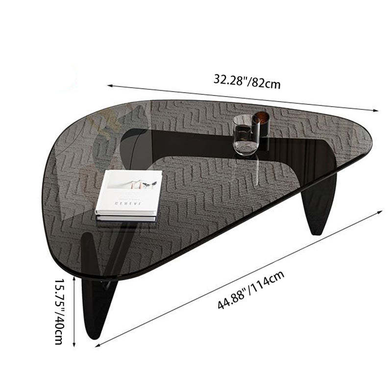 Modern Triangle Solid Wood Glass Coffee Table — Transparent