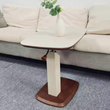 Modern Liftable Swivel Leather Solid Wood End Table