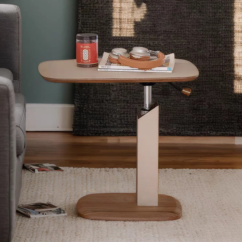 Modern Liftable Swivel Leather Solid Wood End Table