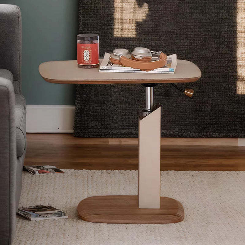 Modern Liftable Swivel Leather Solid Wood End Table