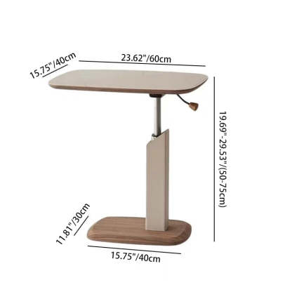 Modern Liftable Swivel Leather Solid Wood End Table