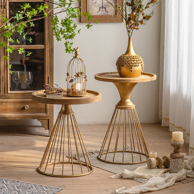 Rustic Conical Iron Round Side Table