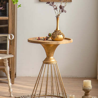 Rustic Conical Iron Round Side Table