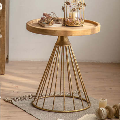 Rustic Conical Iron Round Side Table