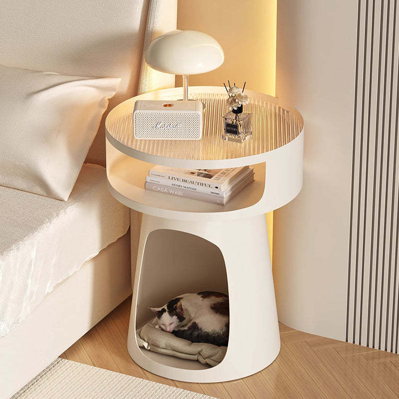 Nordic Cream Glass Iron Cabinet Side Table