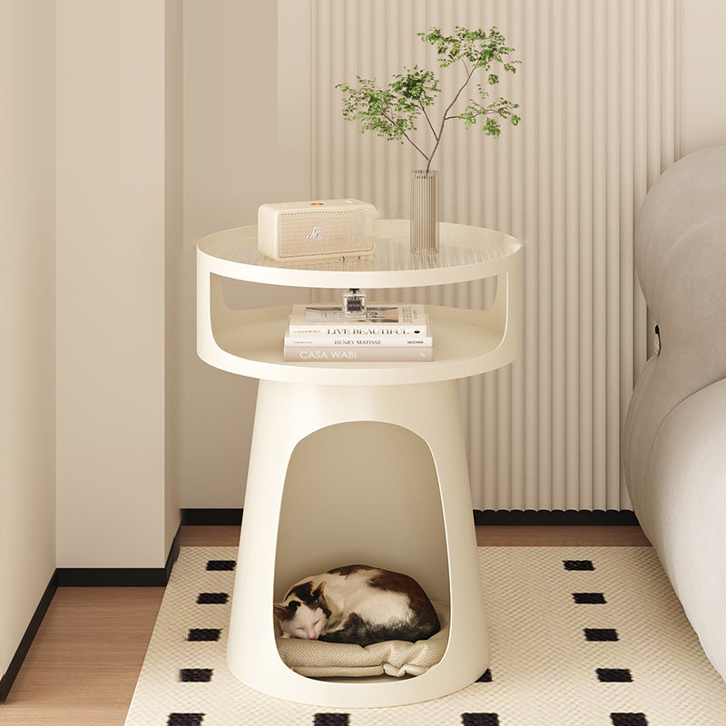 Nordic Cream Glass Iron Cabinet Side Table