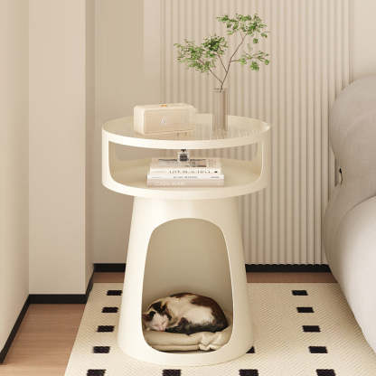 Nordic Cream Glass Iron Cabinet Side Table — Cream White
