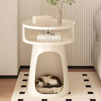Nordic Cream Glass Iron Cabinet Side Table