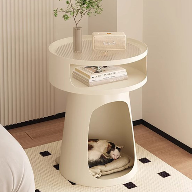 Nordic Cream Glass Iron Cabinet Side Table