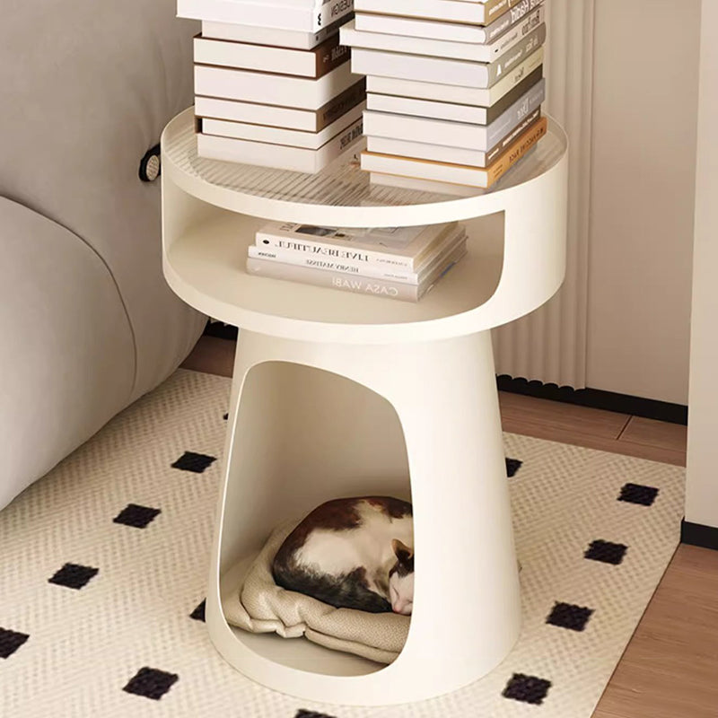 Nordic Cream Glass Iron Cabinet Side Table