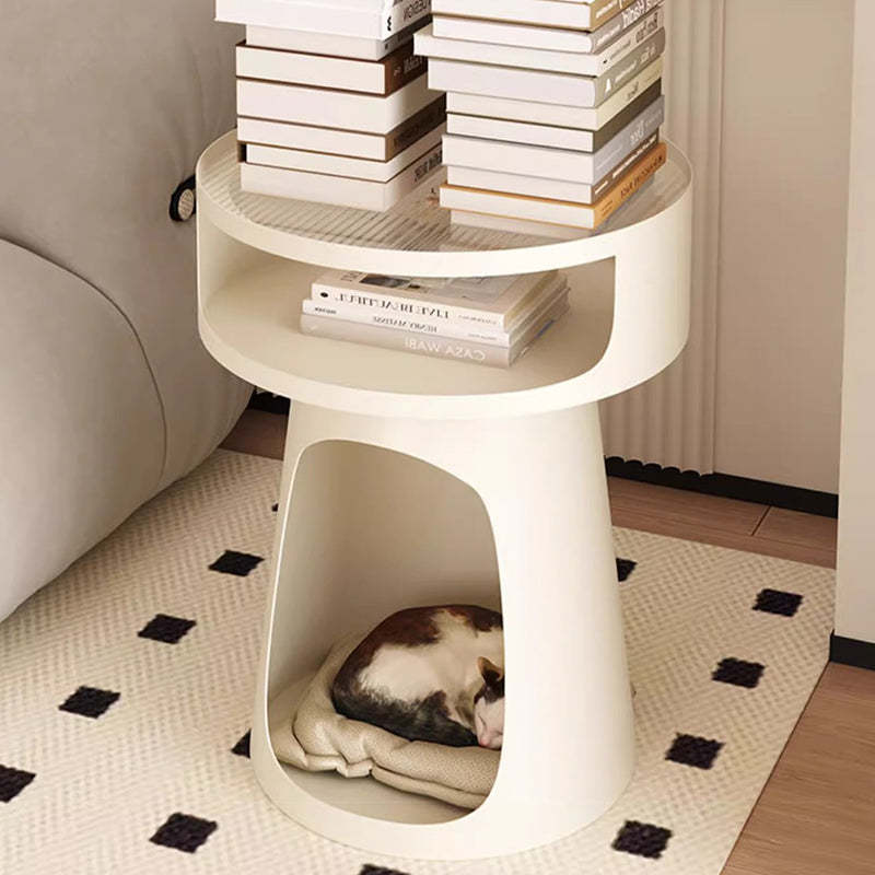 Nordic Cream Glass Iron Cabinet Side Table