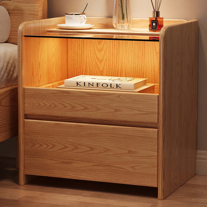 Minimalist 2-drawer ash natural nightstands