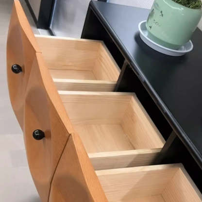 Retro Oak Pine 9-Drawer Console Table