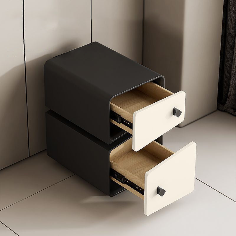 Scandinavian Leather Wood 2-Drawer Nightstand