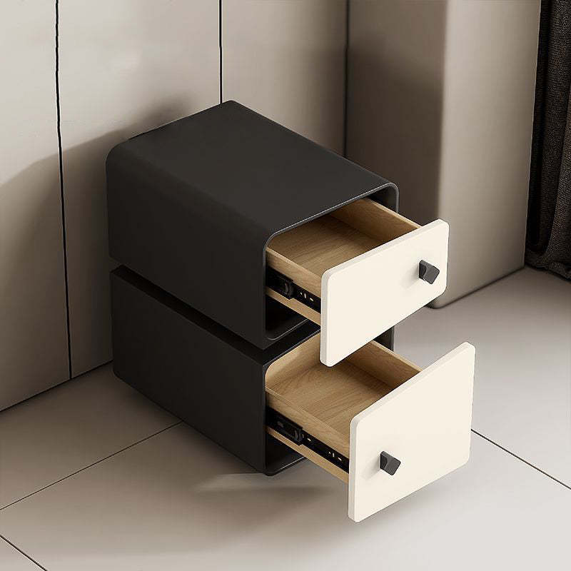 Scandinavian Leather Wood 2-Drawer Nightstand