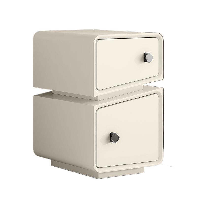 Scandinavian Leather Wood 2-Drawer Nightstand