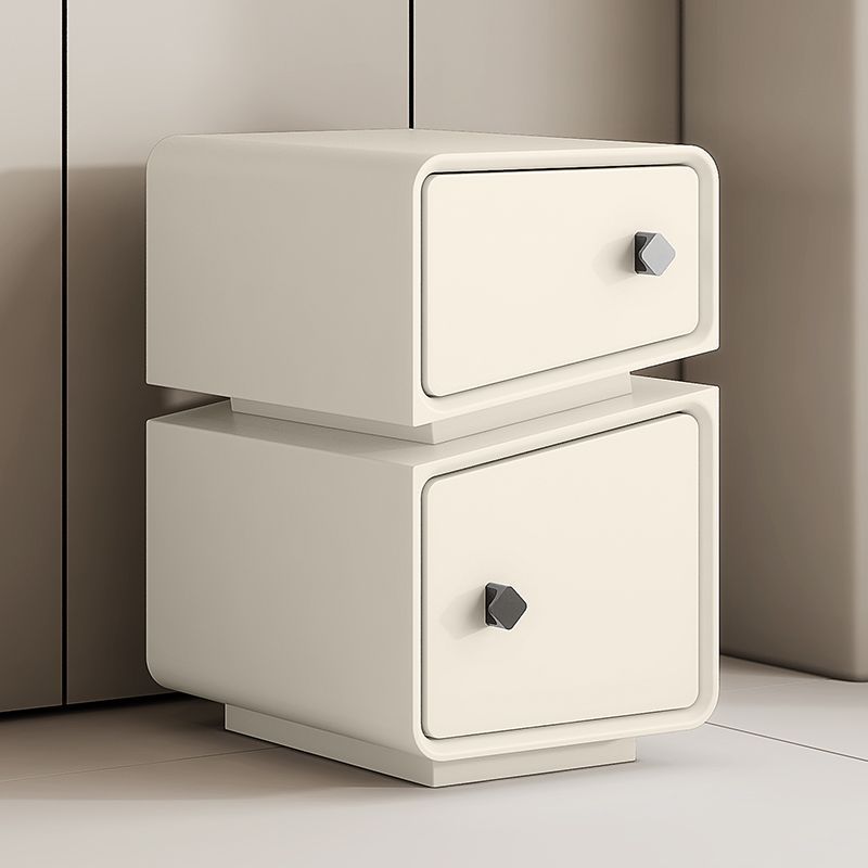 Lighom nordic 2-drawer leather nightstands — White