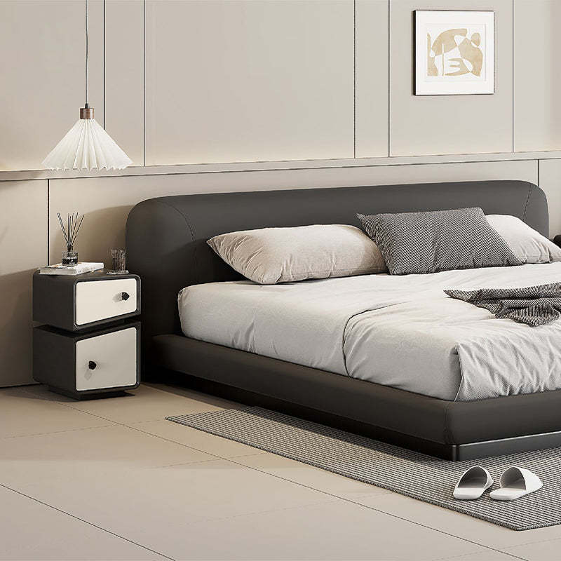Scandinavian Leather Wood 2-Drawer Nightstand