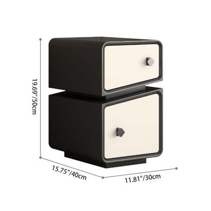 Scandinavian Leather Wood 2-Drawer Nightstand