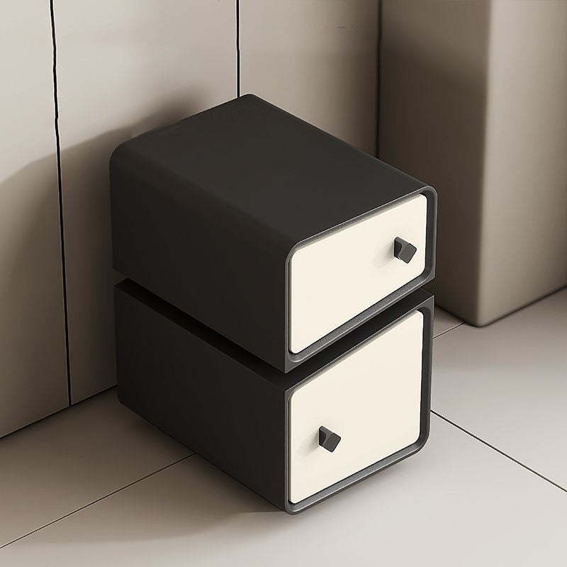 Scandinavian Leather Wood 2-Drawer Nightstand