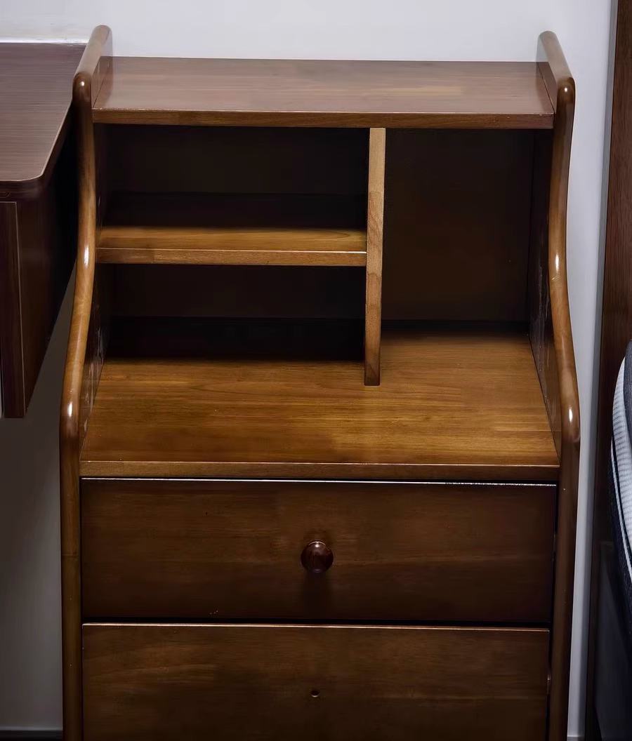 Contemporary Curved Solid Wood 2/3-Drawer Nightstand