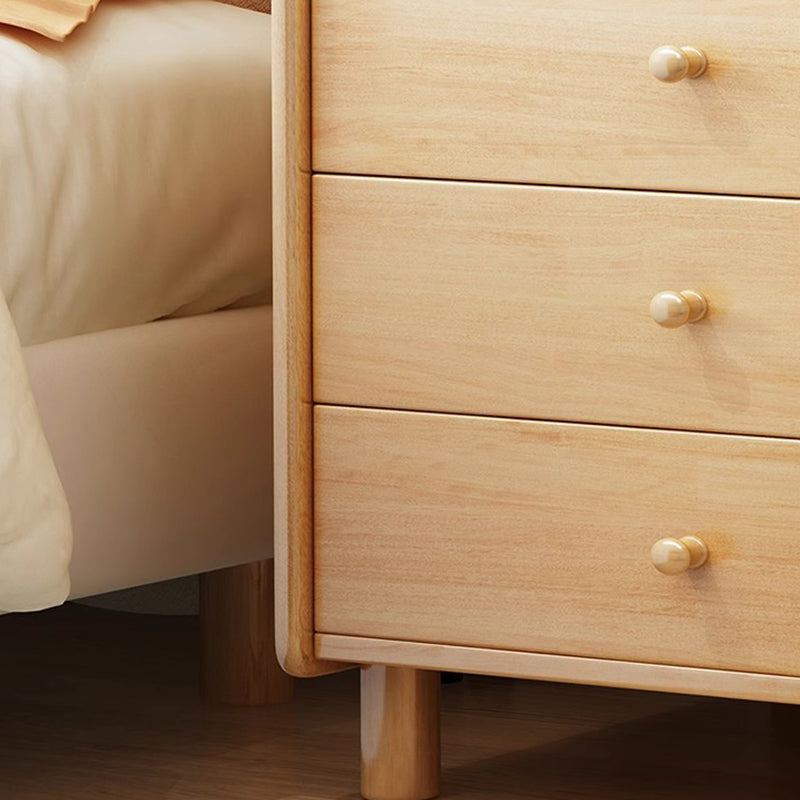Contemporary Curved Solid Wood 2/3-Drawer Nightstand