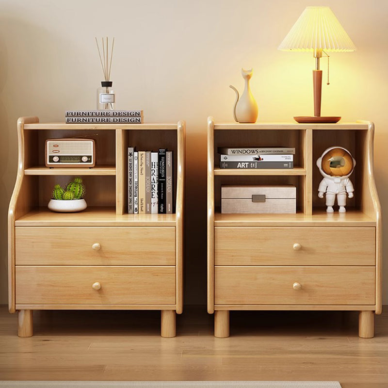 Contemporary Curved Solid Wood 2/3-Drawer Nightstand