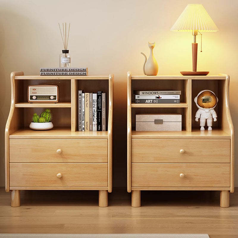 Contemporary Curved Solid Wood 2/3-Drawer Nightstand