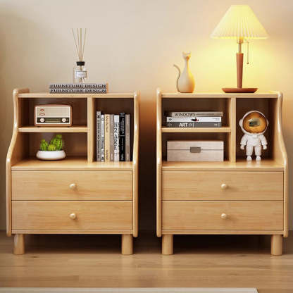 Contemporary Curved Solid Wood 2/3-Drawer Nightstand