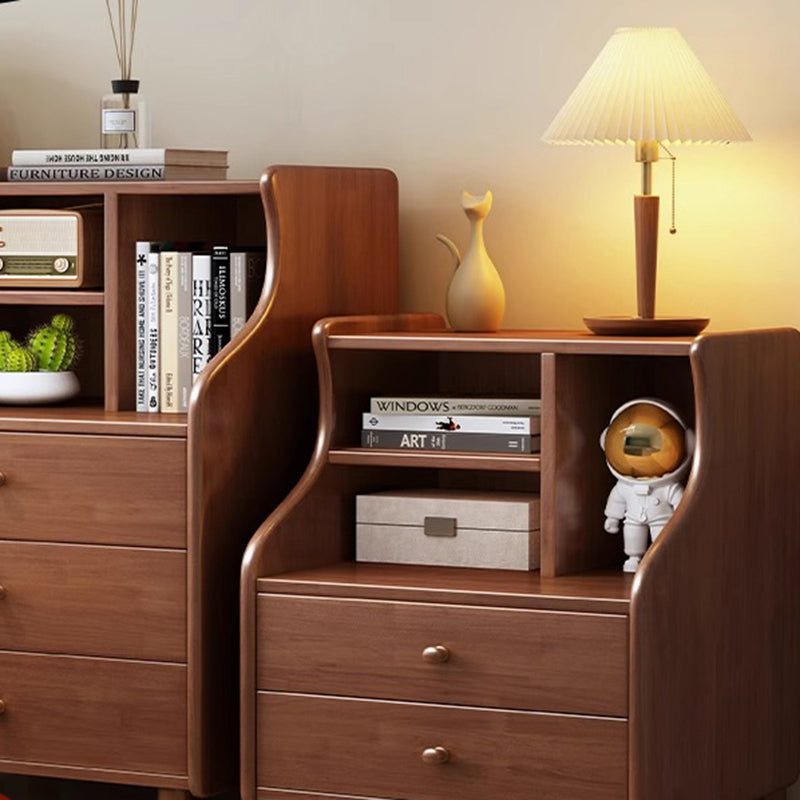 Contemporary Curved Solid Wood 2/3-Drawer Nightstand