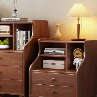 Contemporary Curved Solid Wood 2/3-Drawer Nightstand