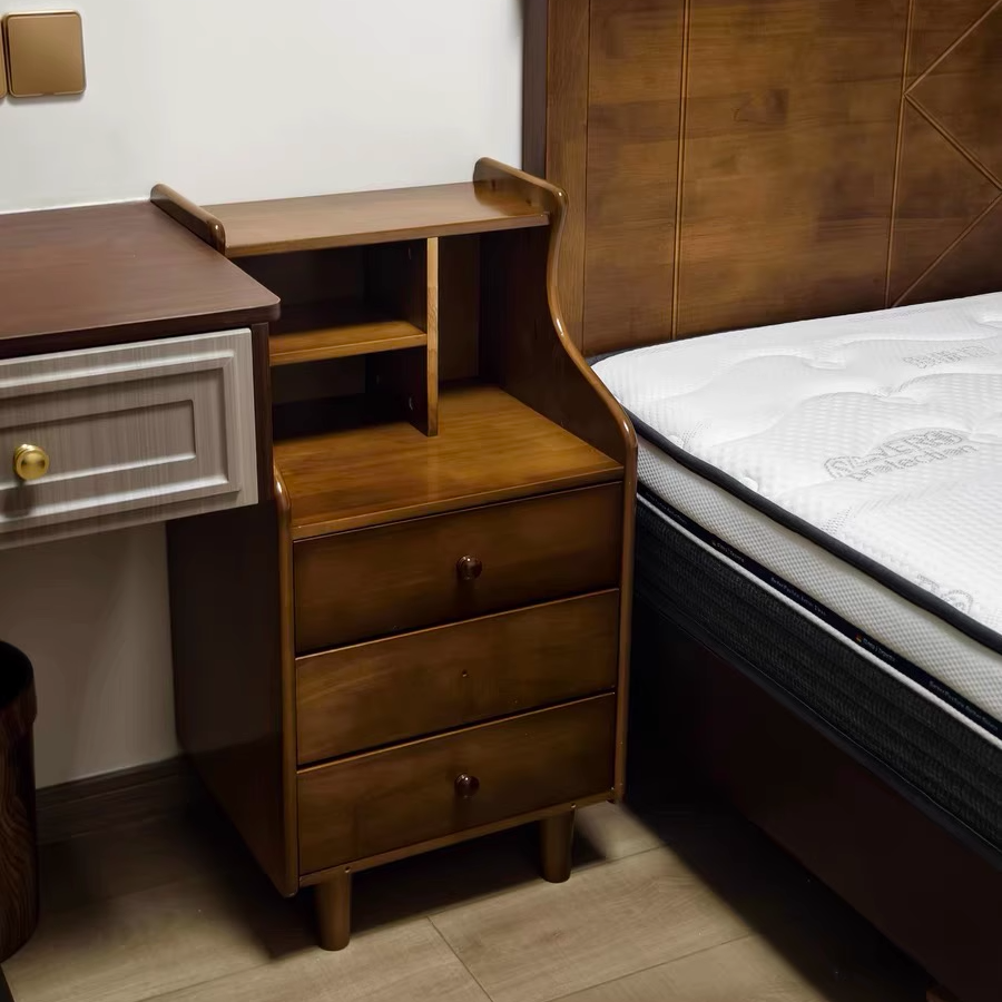 Contemporary Curved Solid Wood 2/3-Drawer Nightstand