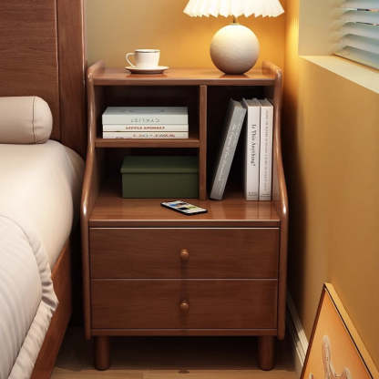 Contemporary Curved Solid Wood 2/3-Drawer Nightstand