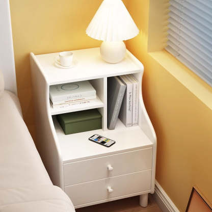 Contemporary Curved Solid Wood 2/3-Drawer Nightstand