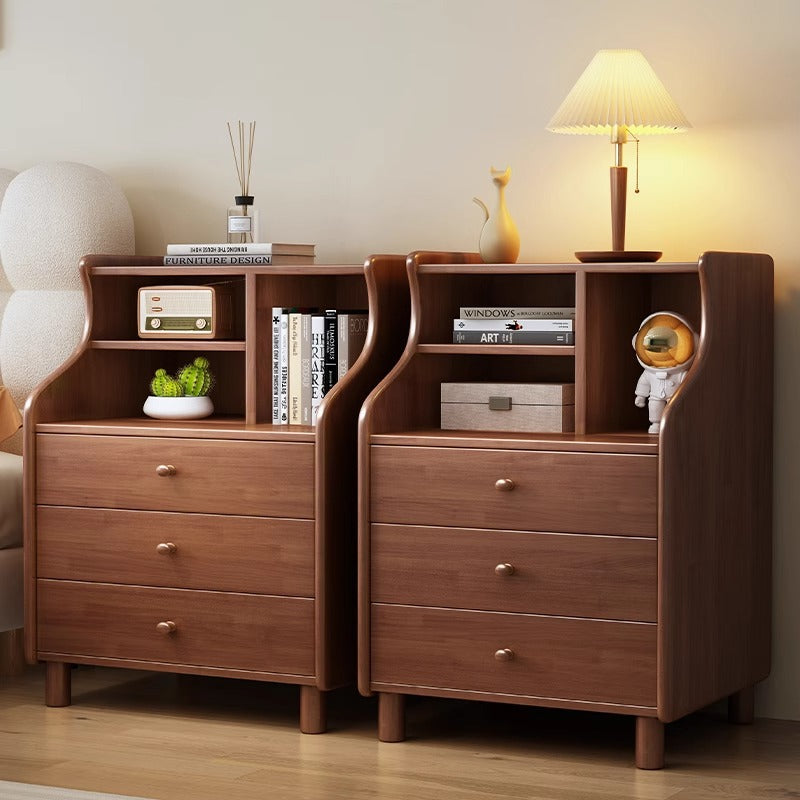 Contemporary Curved Solid Wood 2/3-Drawer Nightstand